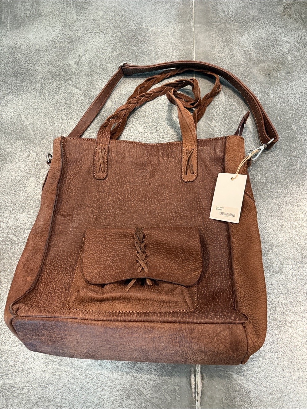 Classic Brown Braided-Handle Shoulder Bag
